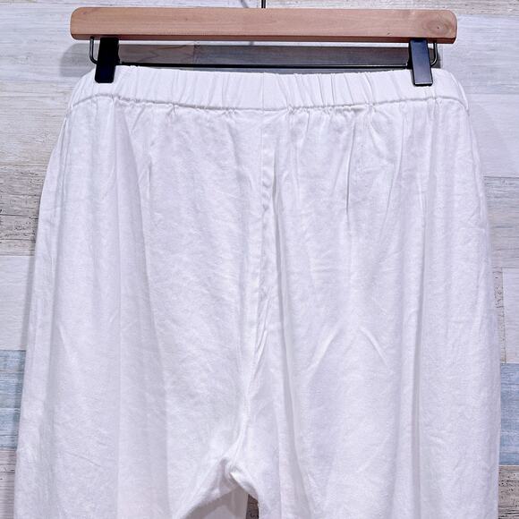 J Jill Linen Stretch Button Hem Ankle Pants White High Rise Womens Medium - Picture 5 of 8